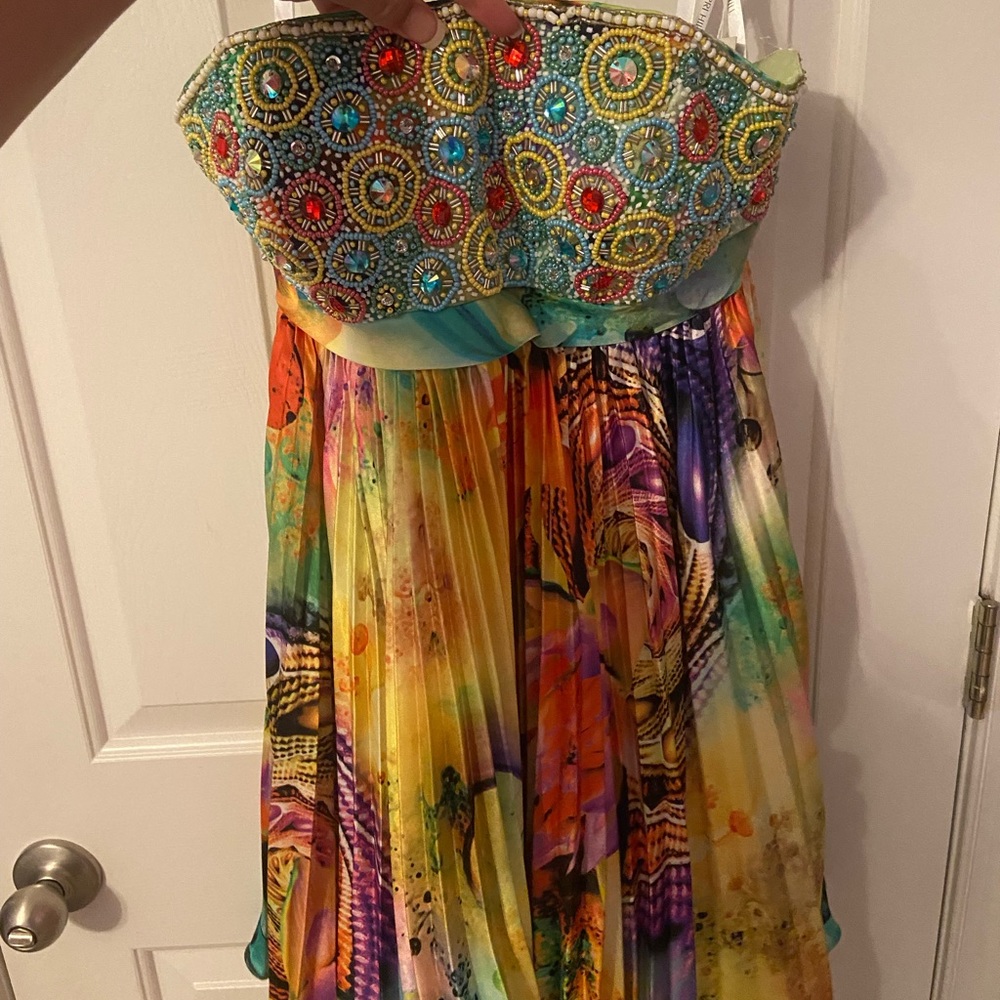 Sherri Hill Digital Print Size 8 Strapless Cocktail Brand New!!